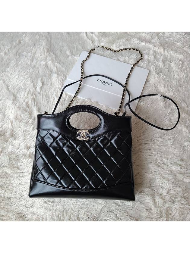 31 Bag Mini Shoulder Shiny Lambskin Gold Black AS4133 - CHANEL - BALAAN 6