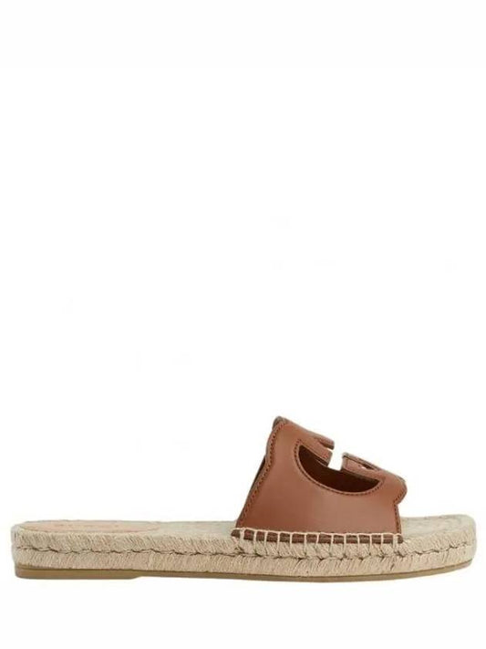 Interlocking G Cutout Slide Slippers Brown - GUCCI - BALAAN 2