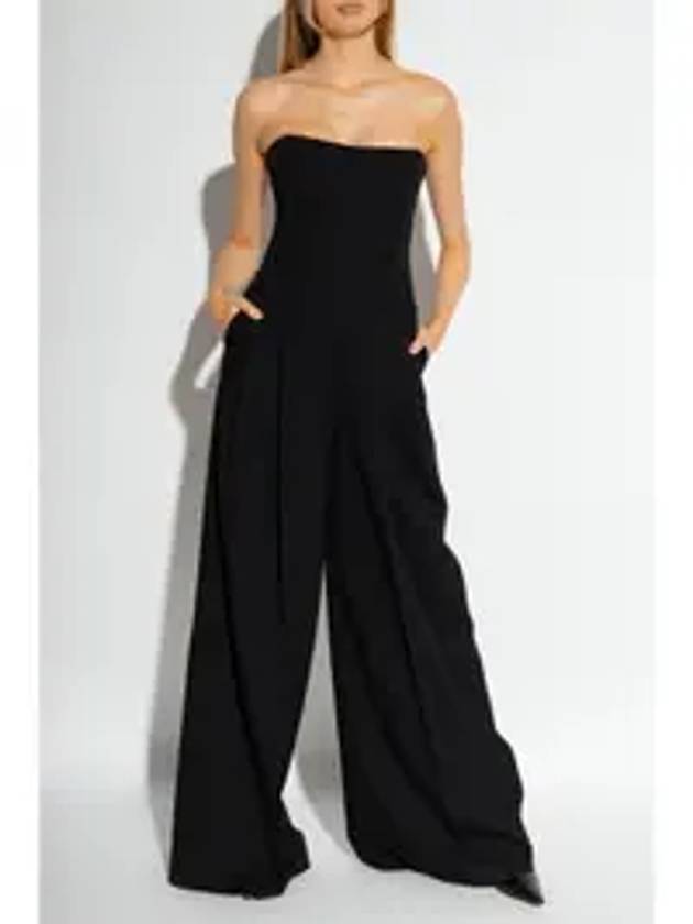 Strapless Wide Leg Jumpsuit Black - BOTTEGA VENETA - BALAAN 7