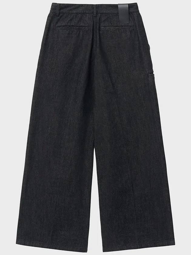 Denim One Tuck Wide Pants Black - NOIRER FOR WOMEN - BALAAN 5