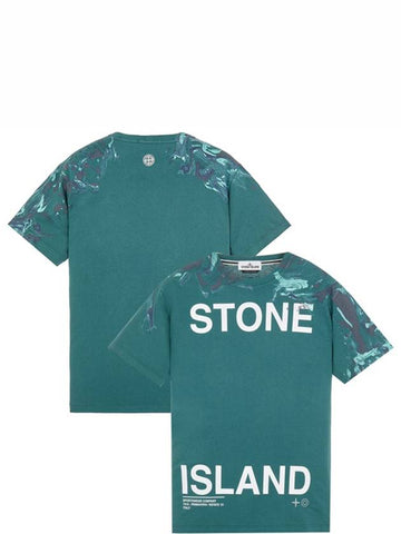 21SS 74152NS84 V0057 Logo Marble Print Round Short Sleeve T-Shirt Green Men's T-Shirt TJ - STONE ISLAND - BALAAN 1