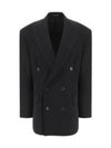 Cinched Double Breasted Wool Jacket Black - BALENCIAGA - BALAAN 2