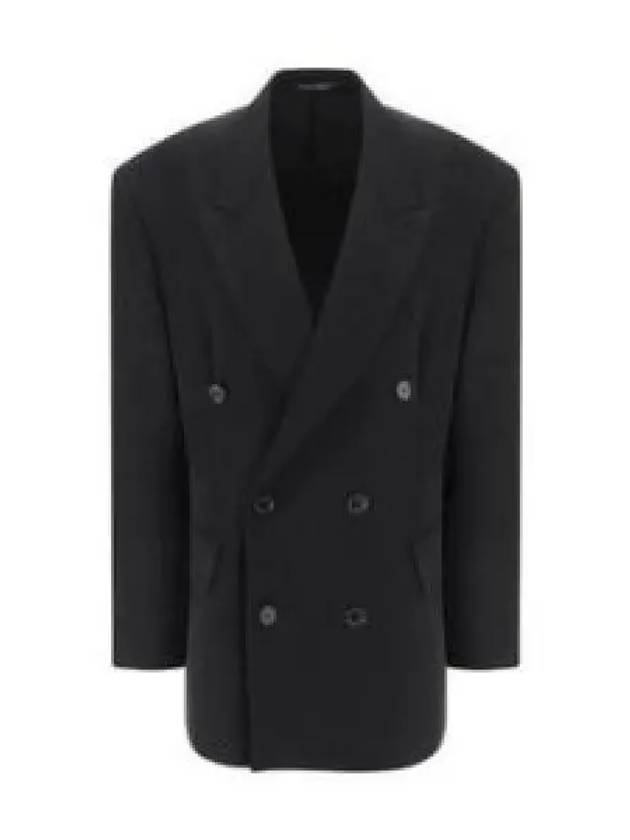 Cinched Double Breasted Wool Jacket Black - BALENCIAGA - BALAAN 2