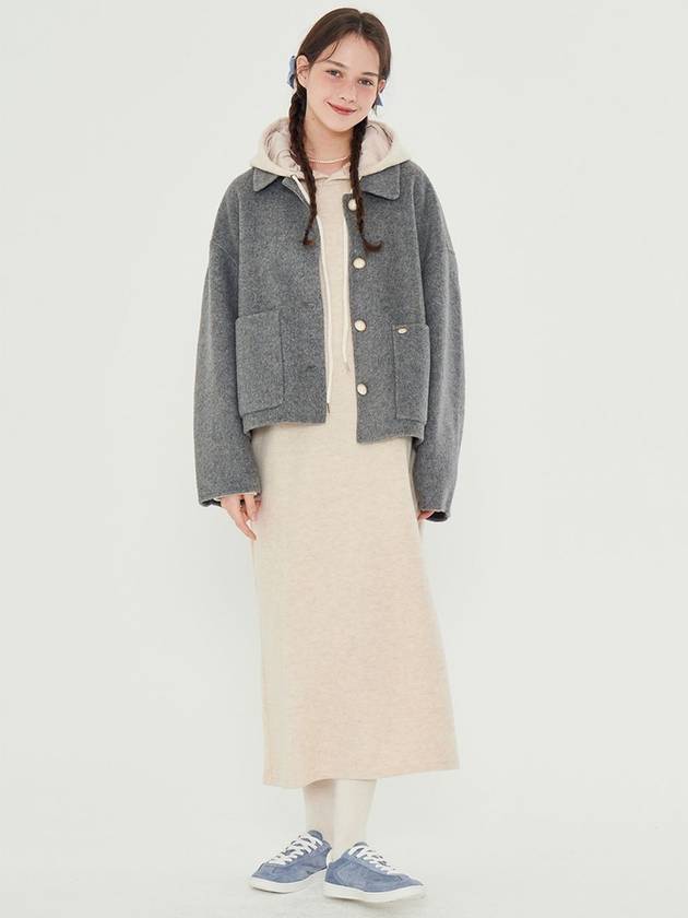 minimalist wool knit hooded dress beige - METAPHER - BALAAN 3