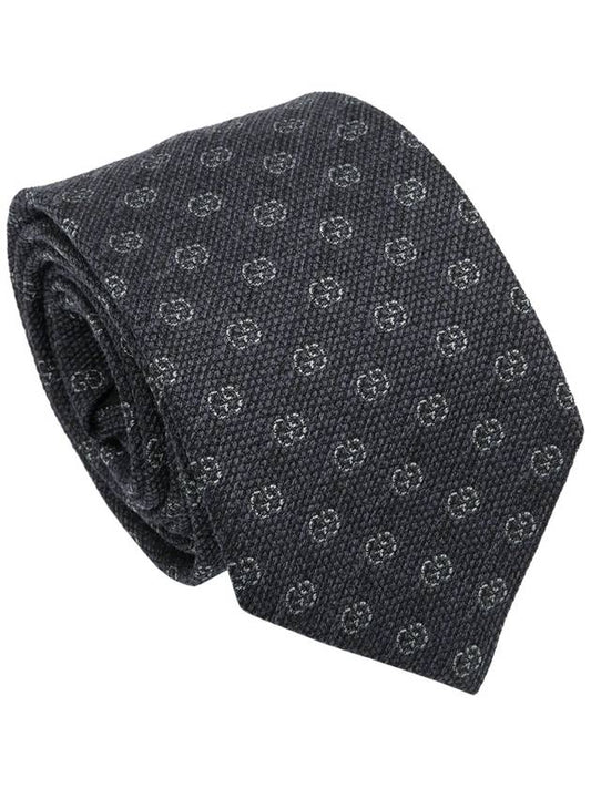 Men's GG Pattern Silk Tie Navy - GUCCI - BALAAN 2