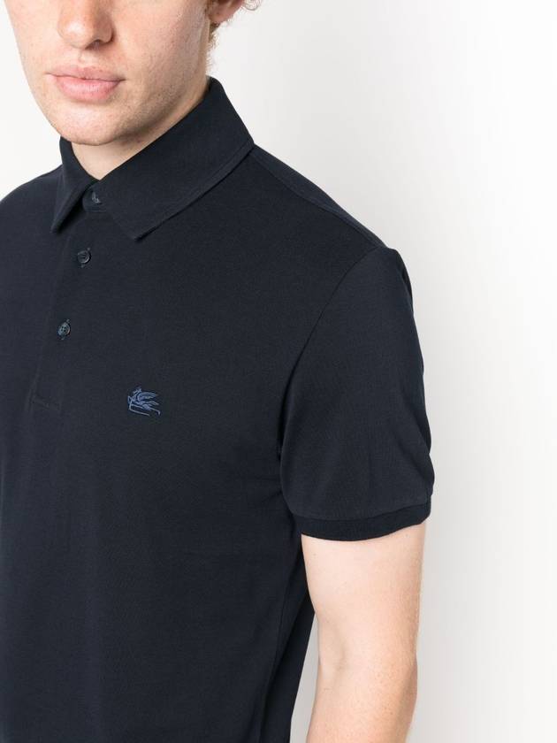 Men's Embroidered Logo Polo Shirt Navy - ETRO - BALAAN 4