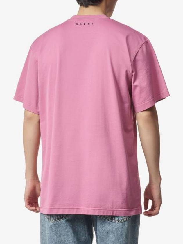 Slogan Print Short Sleeve T-Shirt Pink - MARNI - BALAAN 3