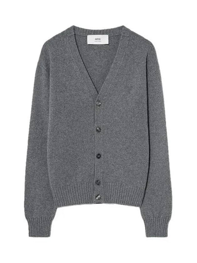 V-Neck Cashmere Cardigan Light Grey - AMI - BALAAN 2