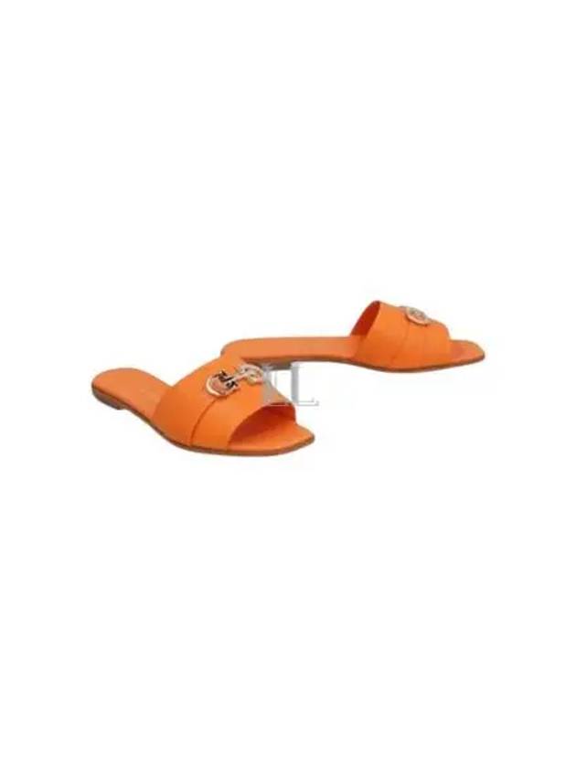 Gancini Leather Slippers Orange - SALVATORE FERRAGAMO - BALAAN 2