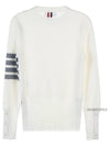 Milano Stitch Crewneck 4-Bar Cotton Crepe Knit Top White - THOM BROWNE - BALAAN 3