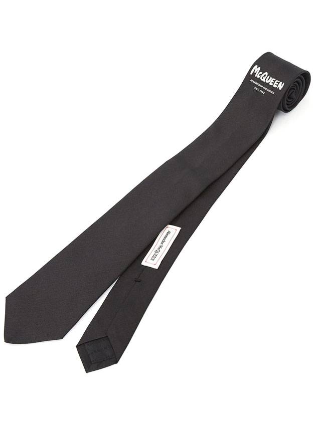 Graffiti Logo Silk Necktie Black - ALEXANDER MCQUEEN - BALAAN 1