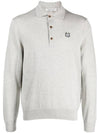 Fox Head Patch Long Sleeve Polo Shirt Light Grey Melange - MAISON KITSUNE - BALAAN 1