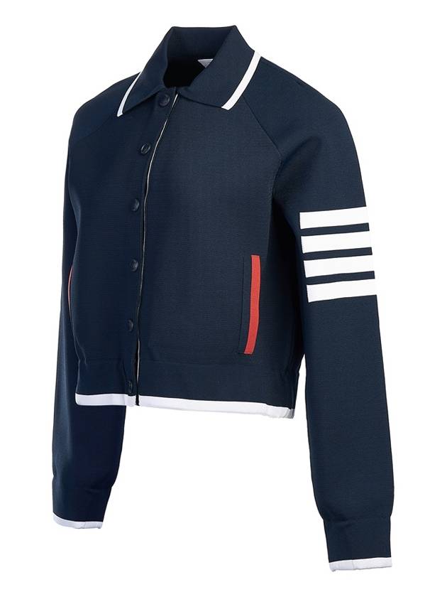 Viscose 4-Bar Polo Bomber Jacket Navy - THOM BROWNE - BALAAN 3