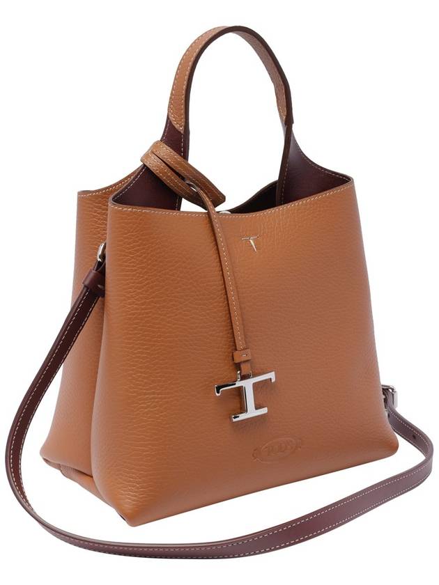 Logo Mini Leather Tote Bag Brown - TOD'S - BALAAN 7