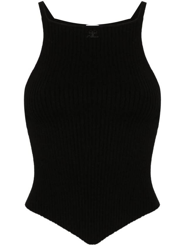 Courrèges Logo-Embroidered Ribbed Tank Top - COURREGES - BALAAN 1