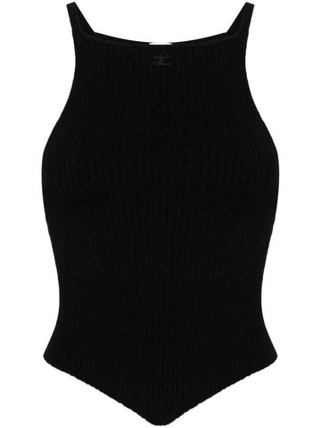 Courrèges Logo-Embroidered Ribbed Tank Top - COURREGES - BALAAN 1