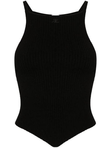 Courrèges Logo-Embroidered Ribbed Tank Top - COURREGES - BALAAN 1