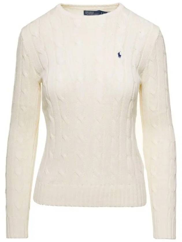 Embroidered Logo Pony Cable Knit Top Cream - POLO RALPH LAUREN - BALAAN 2