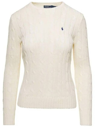 Embroidered Logo Pony Cable Knit Top Cream - POLO RALPH LAUREN - BALAAN 2