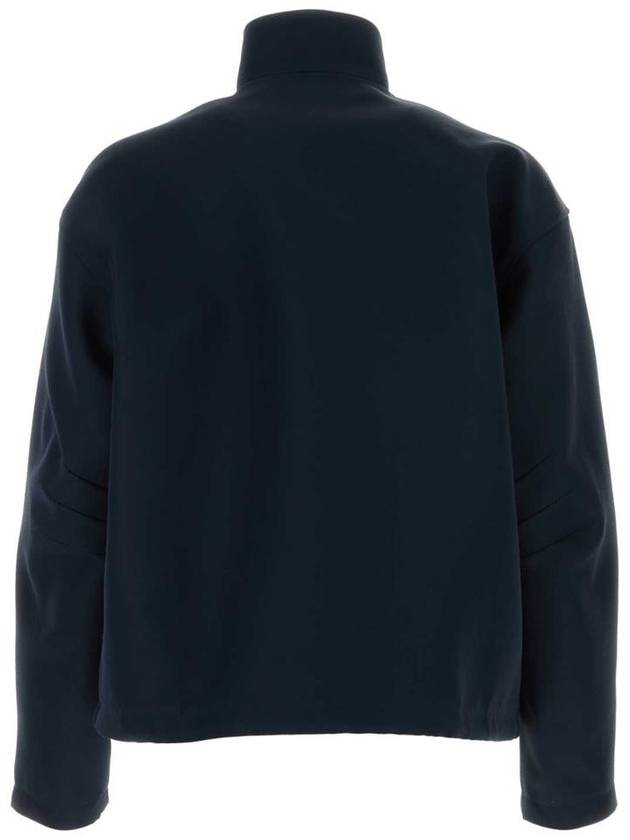 Embroidered wool acetate zip up jacket dark blue - GUCCI - BALAAN 3