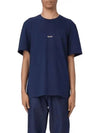 Micro Brushed Logo Print Short Sleeve T-Shirt Navy - MSGM - BALAAN 3