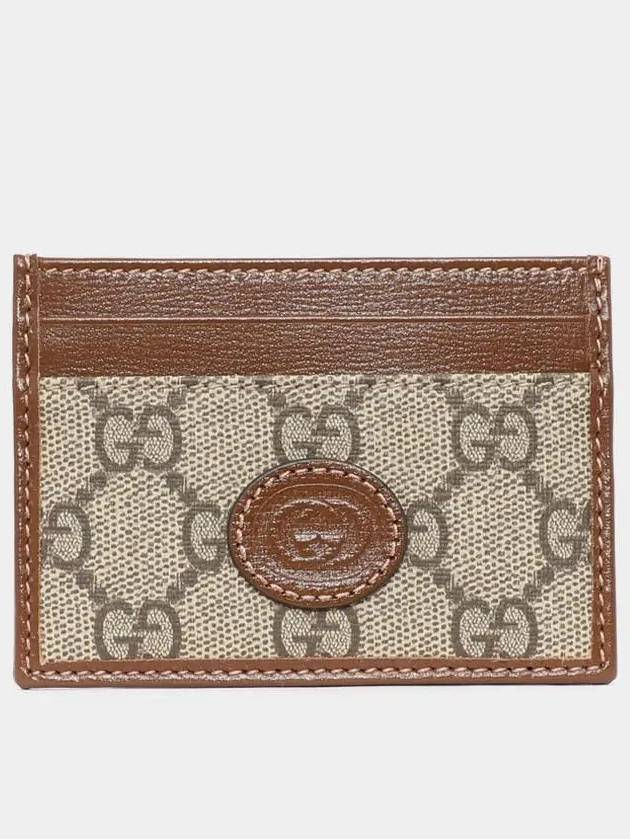 Interlocking G Card Case Beige Ebony Brown - GUCCI - BALAAN 3