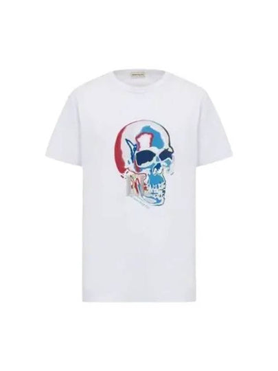 Solarised Skull Print Short Sleeve T-shirt White - ALEXANDER MCQUEEN - BALAAN 2