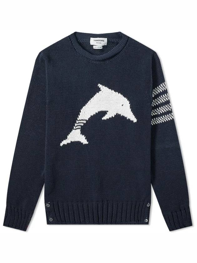 Dolphin Classic Crew Neck Pullover Knit Top - THOM BROWNE - BALAAN.