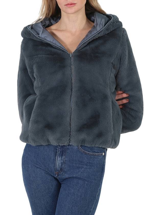 Save The Duck Ash Blue Laila Faux Fur Reversible Hooded Jacket, Brand Size 4 (X-Large) - SAVE THE DUCK - BALAAN 1