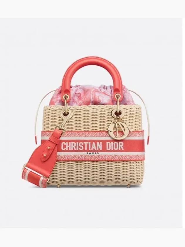 Dioriviera Lady Medium Natural Wicker Tote Bag Red - DIOR - BALAAN 2