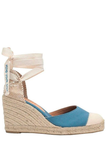 Blue Espardille Carina Sandals With Wedge Heel In Cotton Woman - CASTANER - BALAAN 1