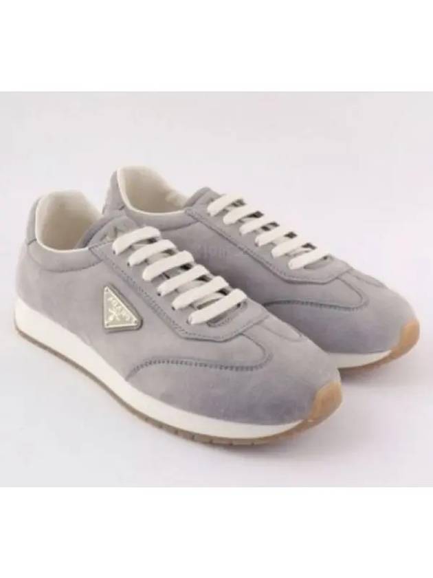 Rank Suede Low Top Sneakers Grey - PRADA - BALAAN 2