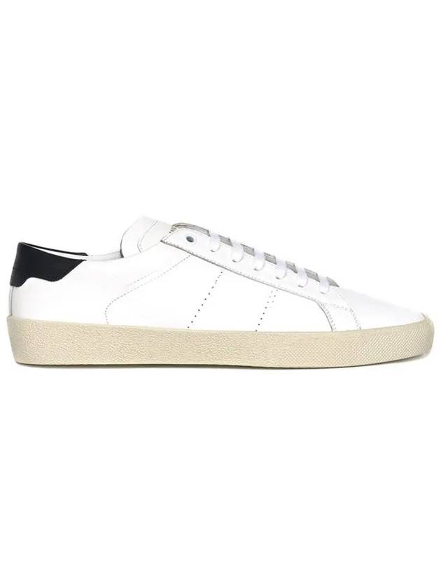 Black Tab Leather Low Top Sneakers White - SAINT LAURENT - BALAAN 3