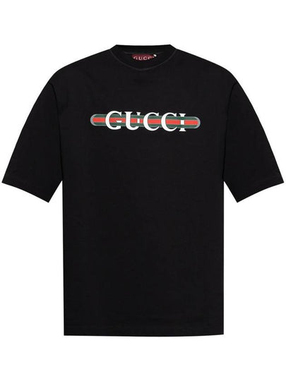 Logo Print Short Sleeve T-Shirt Black - GUCCI - BALAAN 2