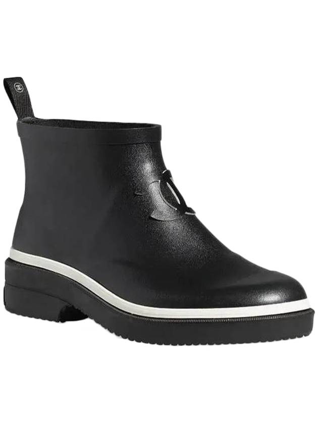 CC Logo Rubber Ankle Rain Boots Black - CHANEL - BALAAN 1