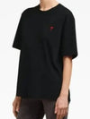 Small Heart Logo Boxy Fit Short Sleeve T-Shirt Black - AMI - BALAAN 4