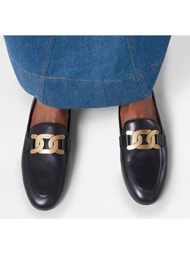 Kate Metal Logo Leather Loafers Black - TOD'S - BALAAN 3