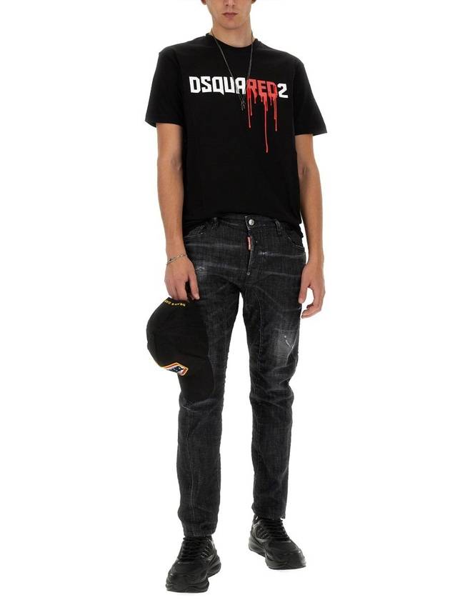 Denim Straight Pants S74LB1579 S30357900 BLACK - DSQUARED2 - BALAAN 3