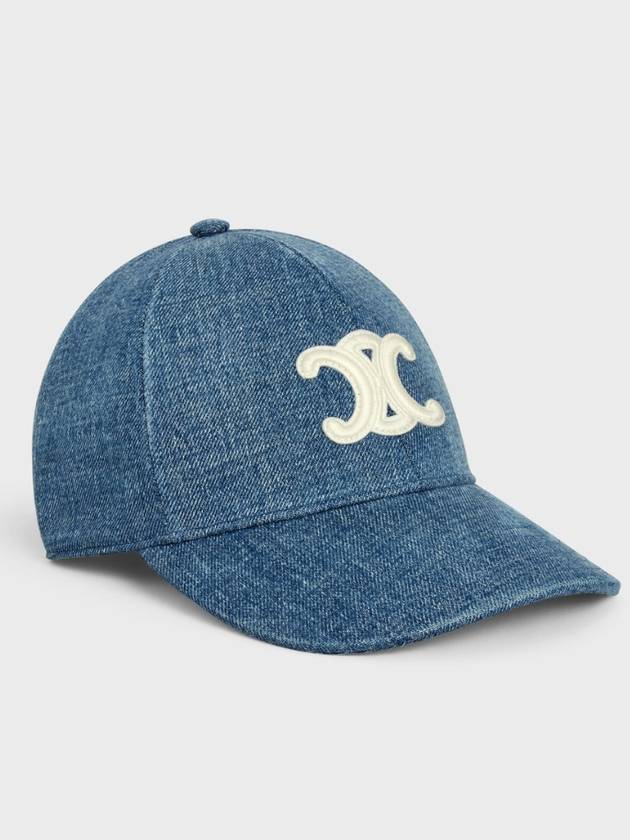 Triomphe Union Wash Denim Ball Cap Blue - CELINE - BALAAN 3