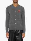 Round neck red heart emblem wool cardigan gray AX N007 - COMME DES GARCONS PLAY - BALAAN 2