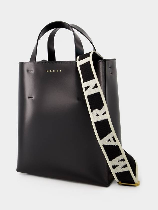 Museo Small Leather Tote Bag Black - MARNI - BALAAN 3