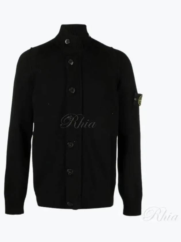 Lambswool Knit Cardigan Black - STONE ISLAND - BALAAN 2