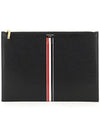 Pebble Grain Three Stripes Medium Clutch Bag Black - THOM BROWNE - BALAAN 1