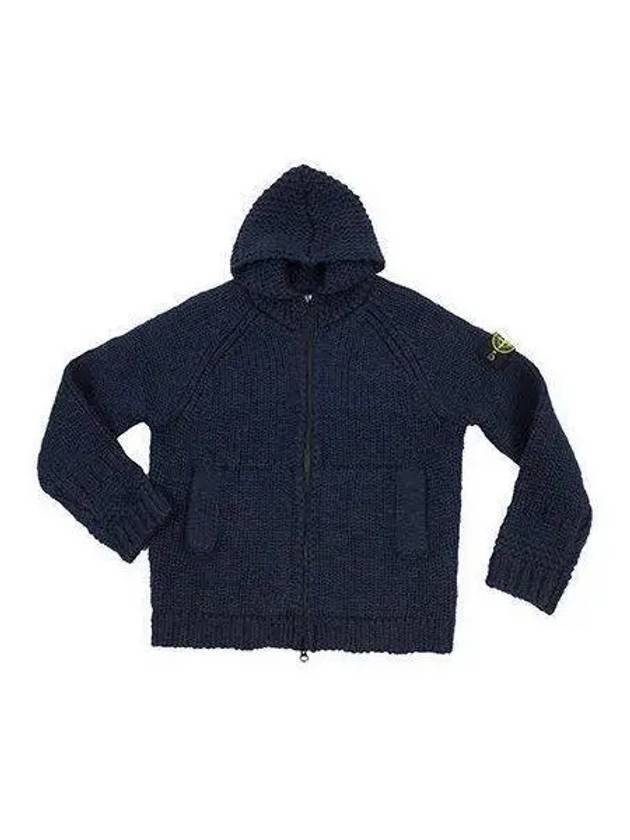 Wappen patch chunky knit hooded jacket navy 7715544D4 - STONE ISLAND - BALAAN 1