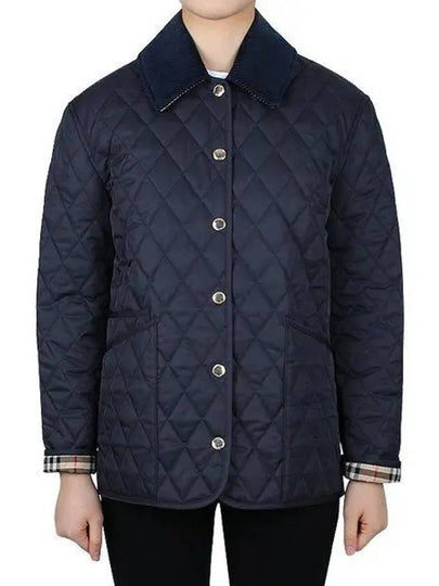 Corduroy Collar Quilted Jacket Dark Blue - BURBERRY - BALAAN 2