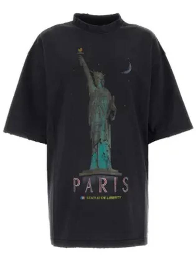 Paris Liberty Print Short Sleeve T-Shirt Fade Black - BALENCIAGA - BALAAN 1