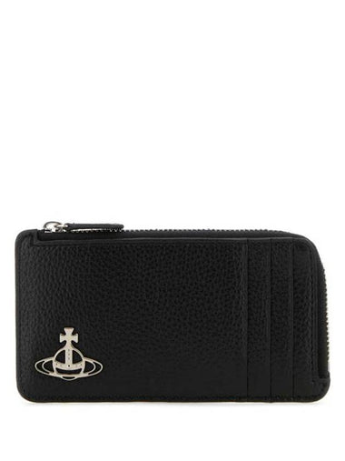 Logo Plaque Zipped Card Wallet Black - VIVIENNE WESTWOOD - BALAAN 1