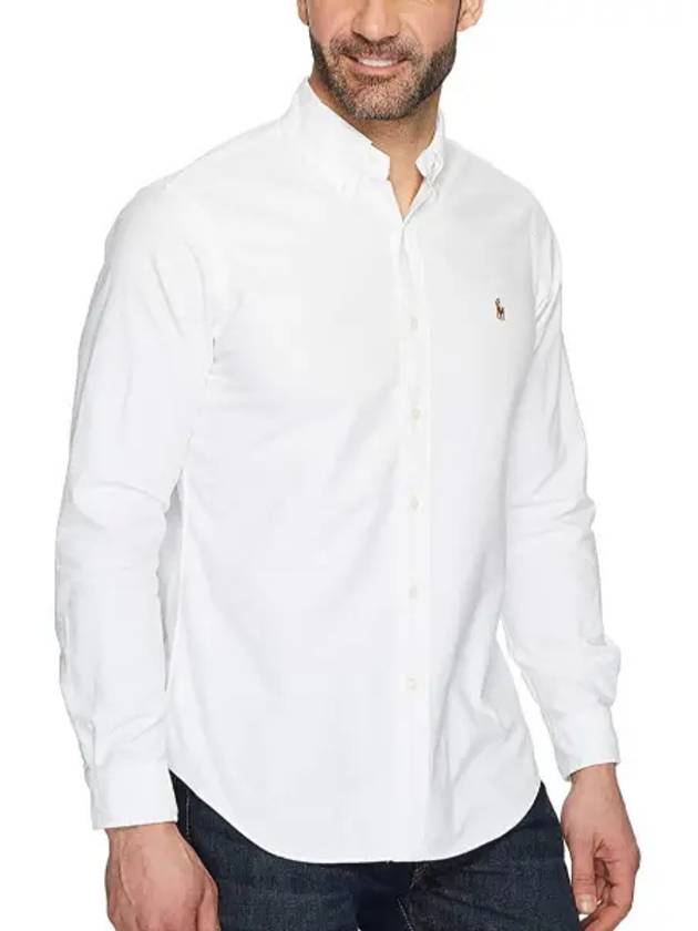 Men's Embroidered Pony Logo Oxford Long Sleeve Shirt White - POLO RALPH LAUREN - BALAAN 2