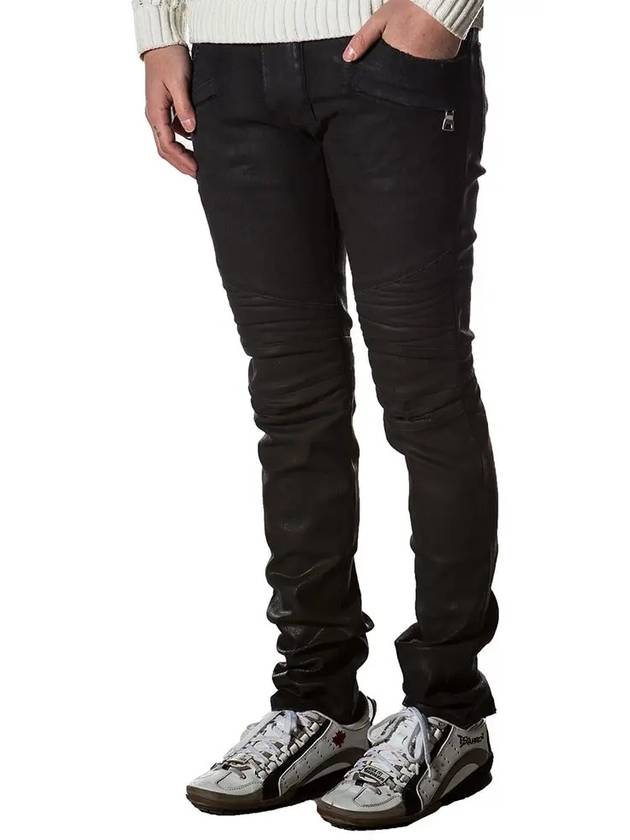 11th Anniversary Wax Coated Slim Biker Black T551 B909M 176 - BALMAIN - BALAAN 3