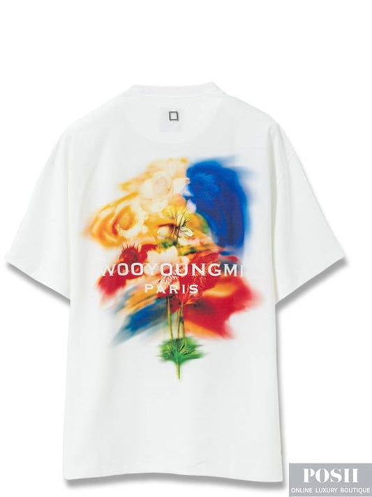 White Swaying Flower Back Logo T Shirt W243TS06714W - WOOYOUNGMI - BALAAN 2